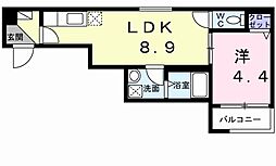 近鉄奈良線 若江岩田駅 徒歩6分の賃貸アパート 1階1LDKの間取り