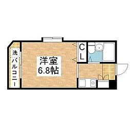 名古屋市営桜通線 御器所駅 徒歩9分の賃貸マンション 4階ワンルームの間取り