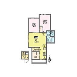 クレストラン蒲田 2DKの間取図画像