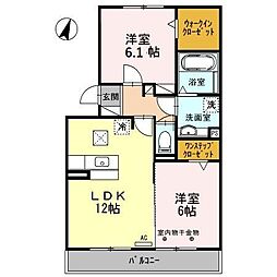 近鉄鈴鹿線 平田町駅 徒歩6分の賃貸アパート 1階2LDKの間取り