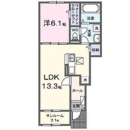 JR太多線 可児駅 徒歩6分の賃貸アパート 1階1LDKの間取り