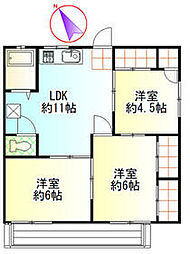 小田急小田原線 町田駅 徒歩12分の賃貸マンション 1階3LDKの間取り
