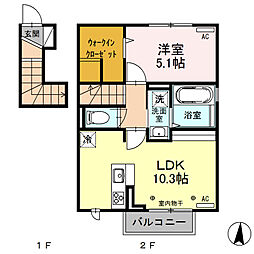 カーサクラシオンC 1LDKの間取図画像