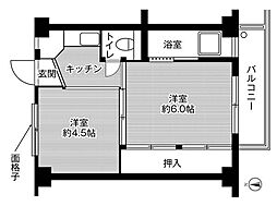 ビレッジハウス岩倉3号棟 2Kの間取図画像