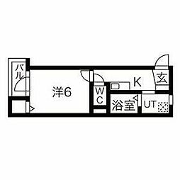 JR東海道本線 岡崎駅 徒歩3分の賃貸アパート 1階1Kの間取り