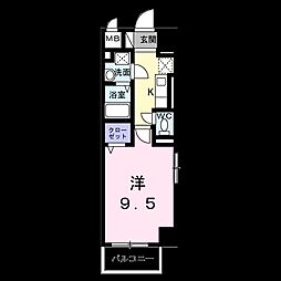 JR鹿児島本線 笹原駅 徒歩24分の賃貸マンション 8階1Kの間取り