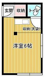 神楽坂別館 2階ワンルームの間取り