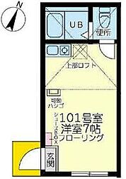 横浜市営地下鉄ブルーライン 三ツ沢下町駅 徒歩8分の賃貸アパート 1階ワンルームの間取り