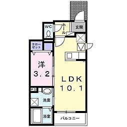 名鉄犬山線 柏森駅 徒歩9分の賃貸アパート 1階1LDKの間取り