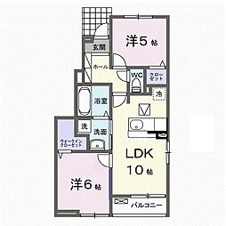 名古屋市営鶴舞線 原駅 徒歩21分の賃貸アパート 1階2LDKの間取り