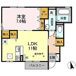 カーサ・HARUC 1LDKの間取図画像