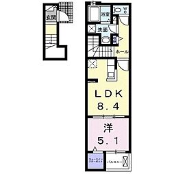 グランデ神ノ輪B 1LDKの間取図画像