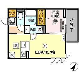 西鉄天神大牟田線 雑餉隈駅 徒歩17分の賃貸アパート 1階1LDKの間取り