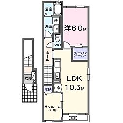 JR東海道本線 天竜川駅 バス23分 原島下車 徒歩1分の賃貸アパート 2階1LDKの間取り