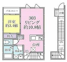プリモカーサ 1LDKの間取図画像