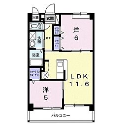 パークサイドレジデンスIII 2LDKの間取図画像