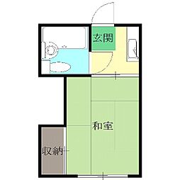 コーポラス野島 2階1Kの間取り