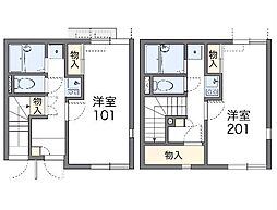 JR横浜線 八王子みなみ野駅 徒歩17分の賃貸アパート 1階1Kの間取り
