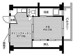 ビレッジハウス旭3号棟 1DKの間取図画像