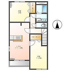 ルミエールB 2LDKの間取図画像