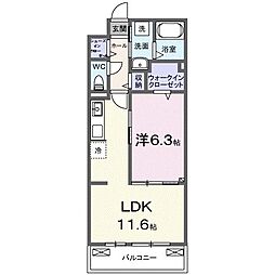 フィオーレ 3階1LDKの間取り