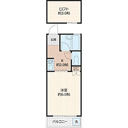 クレセントハイツ本町パート2 ワンルームの間取図画像