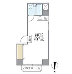 東急田園都市線 三軒茶屋駅 徒歩10分の賃貸マンション 5階ワンルームの間取り