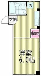 JR京浜東北・根岸線 大井町駅 徒歩16分の賃貸マンション 3階1Kの間取り
