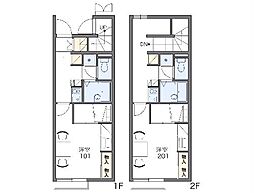 レオパレスレイブンクロー 1Kの間取図画像