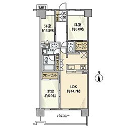 アクアブリーズ川崎 3LDKの間取図画像