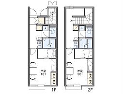 レオパレスキッパ2 1Kの間取図画像