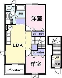 カーサ・プラテリーアA 2LDKの間取図画像