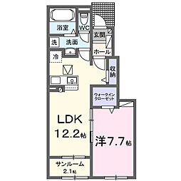 ヒカルサ東松山 1階1LDKの間取り