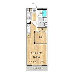 シャウエン本庄 2階1LDKの間取り