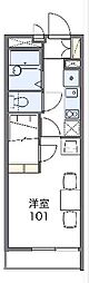 レオパレスピーコック 1Kの間取図画像