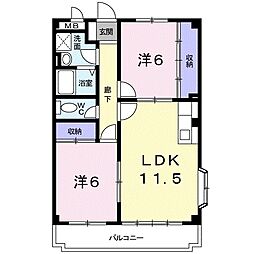 ニューエミネンス 2LDKの間取図画像