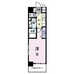 JR鹿児島本線 大野城駅 徒歩4分の賃貸マンション 5階1Kの間取り