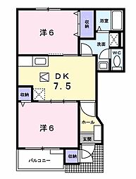 ファーストデュー1 2DKの間取図画像