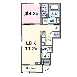 クルールＤ 1階1LDKの間取り