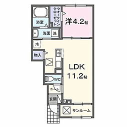 クルールＤ 1階1LDKの間取り