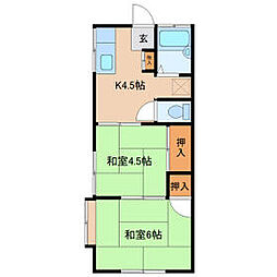 ルミエールハイツＰＡＲＴII 1階2Kの間取り