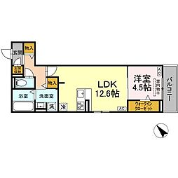 名古屋市営東山線 高畑駅 徒歩6分の賃貸アパート 3階1LDKの間取り