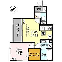 La Maison 本町 1階1LDKの間取り