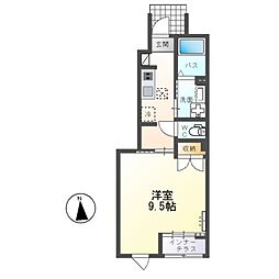 フロントアイランドI 1階1Kの間取り