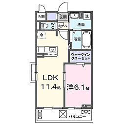 クラール 3階1LDKの間取り