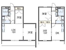 レオパレス藤里 2DKの間取図画像