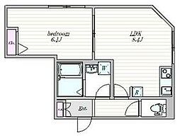 東京メトロ東西線 早稲田駅 徒歩3分の賃貸マンション 1階1LDKの間取り