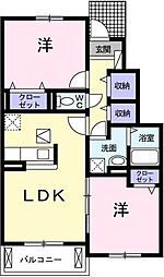 ペアフレグランスK1 2LDKの間取図画像