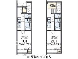 JR東海道本線 三河塩津駅 徒歩7分の賃貸アパート 2階1Kの間取り