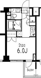 萩中イースト 6階1Kの間取り